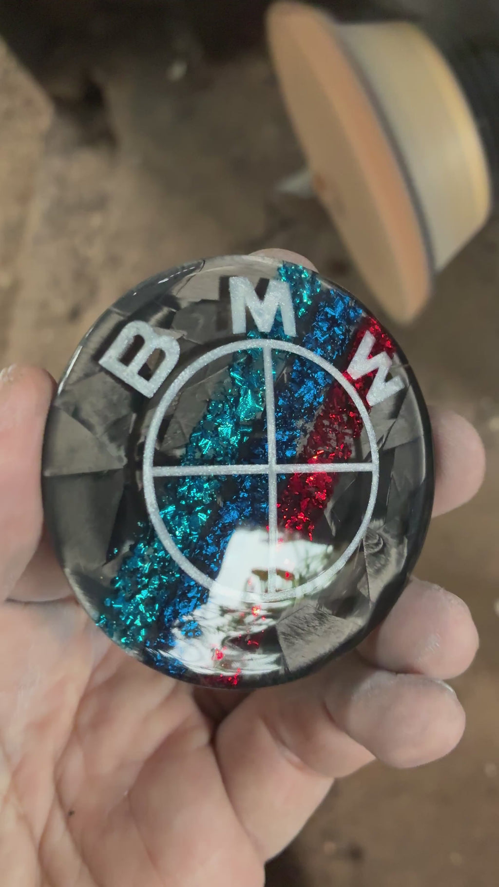 Forged Carbon Fiber Emblem Badge – Tricolor Sparkle